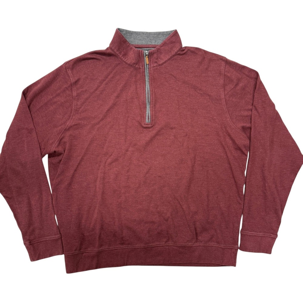 Collars & Co 1/4 Quarter Zip Mens XL Burgundy Heather Cotton Modal Sweater